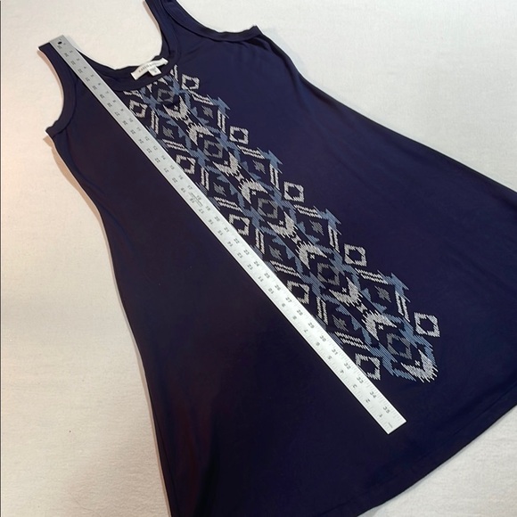Karen Kane Navy Blue Midi Dress, Geometric Pattern, sleeveless, scoop neck NNT - Picture 12 of 13